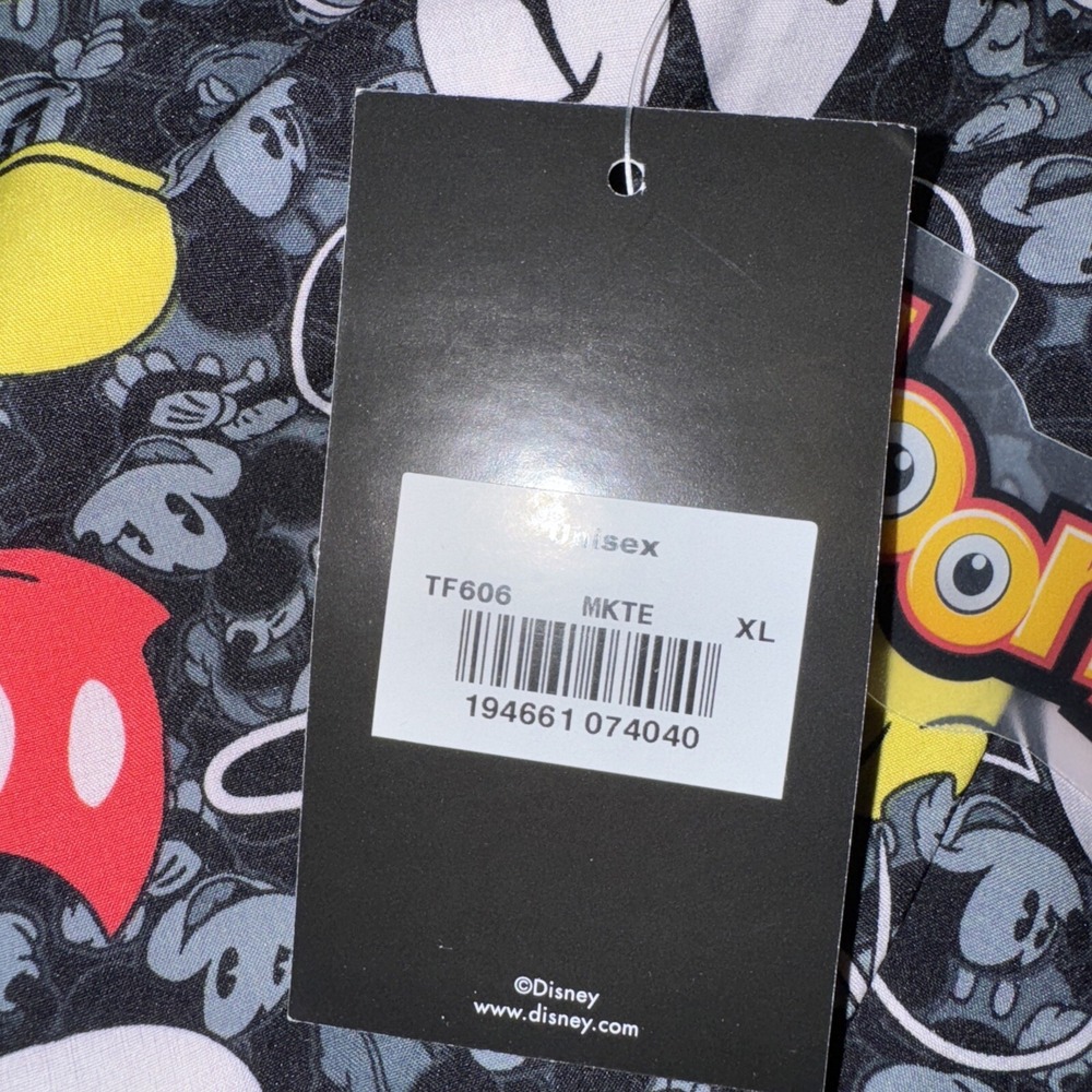 Disney Mickey‎ Mouse Tooniforms Scrub Top Black AOP Sz XL New Unisex TF606 - Picture 6 of 6